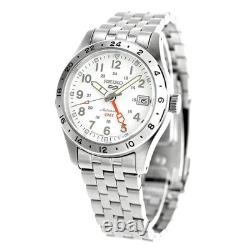 SEIKO 5 Sports SBSC009 Field GMT Auto 39.4mm White Dial Stainless Band Analog