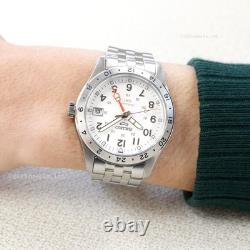 SEIKO 5 Sports SBSC009 Field GMT Auto 39.4mm White Dial Stainless Band Analog