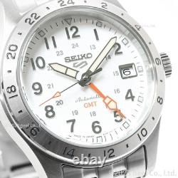 SEIKO 5 Sports SBSC009 Field GMT Auto 39.4mm White Dial Stainless Band Analog