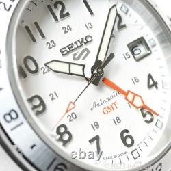 SEIKO 5 Sports SBSC009 Field GMT Auto 39.4mm White Dial Stainless Band Analog