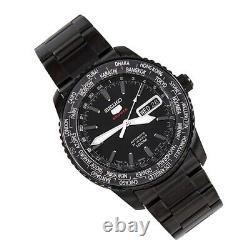 SEIKO 5 Sports SRP129K1 Automatic Watch 4R36 Steel World Time Black Day Date GMT