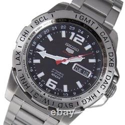 SEIKO 5 Sports SRP683K1 GMT Automatic Men Watch World Time Steel Black Day Date