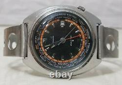 SEIKO 6117-6400 WORLD TIME GMT Automatic Black Dial Japan Good Condition Vtg 70s