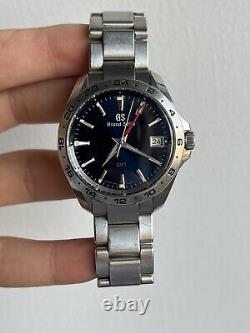 SEIKO Grand Seiko SBGN005 9F86-0AB0 GMT Navy Blue Dial Quartz Men's Watch