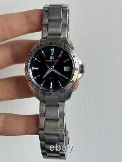 SEIKO Grand Seiko SBGN005 9F86-0AB0 GMT Navy Blue Dial Quartz Men's Watch