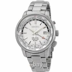 SEIKO KINETIC SUN067P1 GMT World Time 100m Watch 5M85 Stainless Steel White Date