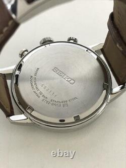 SEIKO WORLD TIME GMT Chronograph 5T82 0AK0 Quartz Watch Analog Leather