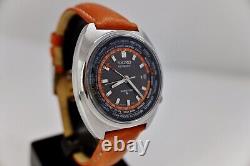 SEIKO World Time 6117-6400 automatic GMT, Error Bezel, vintage mens watch, 1974