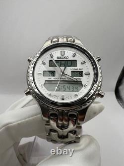 SEIKO World Time Digi Analog GMT Quartz H021 8050 39mm Case Stainless Steel