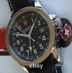 SWISS ARMY Mens INFANTRY DUAL TIME GMTSapphire GlassBlack DialNEW LeatherOMG