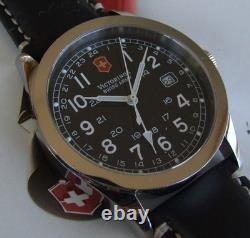 SWISS ARMY Mens INFANTRY DUAL TIME GMTSapphire GlassBlack DialNEW LeatherOMG
