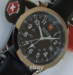 SWISS ARMY Mens INFANTRY DUAL TIME GMTSapphire GlassBlack DialNEW LeatherOMG