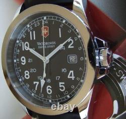 SWISS ARMY Mens INFANTRY DUAL TIME GMTSapphire GlassBlack DialNEW LeatherOMG