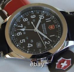 SWISS ARMY Mens INFANTRY DUAL TIME GMTSapphire GlassBlack DialNEW LeatherOMG