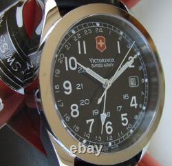 SWISS ARMY Mens INFANTRY DUAL TIME GMTSapphire GlassBlack DialNEW LeatherOMG