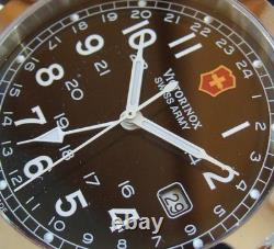SWISS ARMY Mens INFANTRY DUAL TIME GMTSapphire GlassBlack DialNEW LeatherOMG