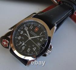 SWISS ARMY Mens INFANTRY DUAL TIME GMTSapphire GlassBlack DialNEW LeatherOMG