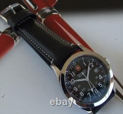 SWISS ARMY Mens INFANTRY DUAL TIME GMTSapphire GlassBlack DialNEW LeatherOMG