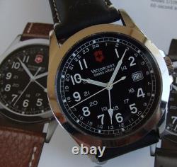 SWISS ARMY Mens INFANTRY DUAL TIME GMTSapphire GlassBlack DialNEW LeatherOMG