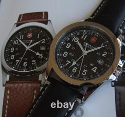 SWISS ARMY Mens INFANTRY DUAL TIME GMTSapphire GlassBlack DialNEW LeatherOMG