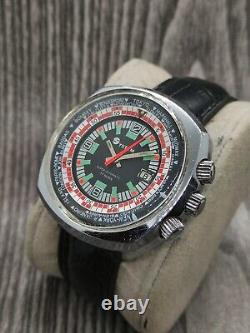 SYSTEM Super Datomatic Watch Men's World Time Diver Big Case Watch Rally type