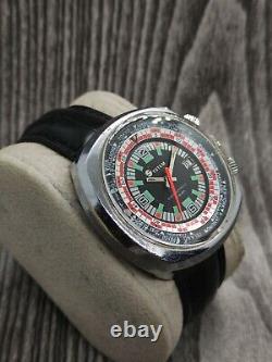SYSTEM Super Datomatic Watch Men's World Time Diver Big Case Watch Rally type