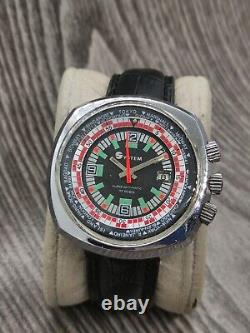 SYSTEM Super Datomatic Watch Men's World Time Diver Big Case Watch Rally type