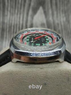 SYSTEM Super Datomatic Watch Men's World Time Diver Big Case Watch Rally type