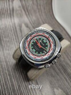 SYSTEM Super Datomatic Watch Men's World Time Diver Big Case Watch Rally type