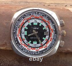SYSTEM Super Datomatic Watch Men's World Time GMT Diver Asymmetrical Big Case Ra