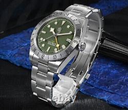 San Martin Automatic GMT Watch Black Bay Pro Homage Green Dial NH34