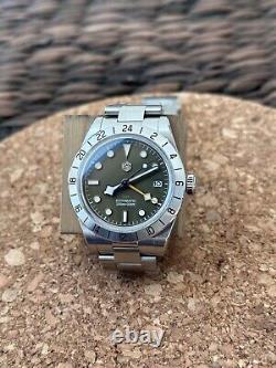 San Martin Automatic GMT Watch Black Bay Pro Homage Green Dial NH34