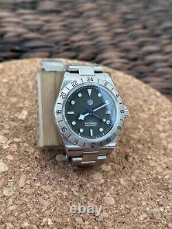 San Martin Automatic GMT Watch Black Bay Pro Homage Green Dial NH34