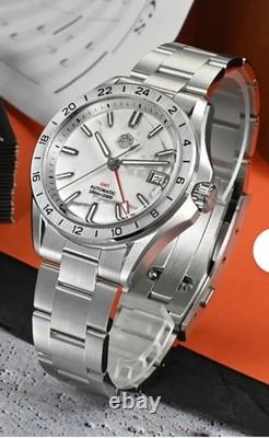 San Martin White Marble Gemstone NH34 GMT Automatic Watch SN0129GB