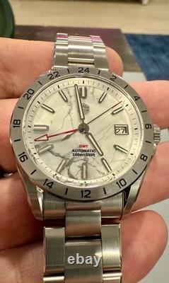 San Martin White Marble Gemstone NH34 GMT Automatic Watch SN0129GB