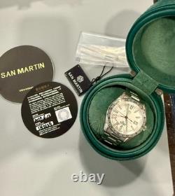 San Martin White Marble Gemstone NH34 GMT Automatic Watch SN0129GB