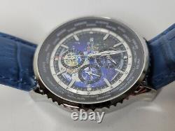 Seapro Meridian World Timer GMT Quartz Watch Blue SP7132 Alarm 47mm