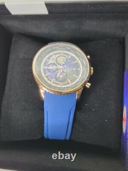 Seapro Meridian World Timer GMT Quartz Watch Blue SP7522 Alarm 47mm