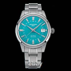 Seestern GMT S446. GS Sapphire Crystal Mechanical Mens NH34 Watch SEAGULL 1963