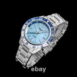 Seestern GMT S456. BW Sapphire Crystal Mechanical Mens NH34 Watch SEAGULL 1963