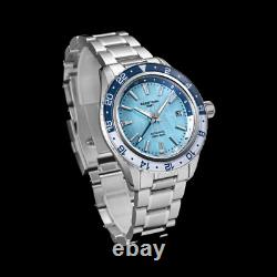 Seestern GMT S456. BW Sapphire Crystal Mechanical Mens NH34 Watch SEAGULL 1963