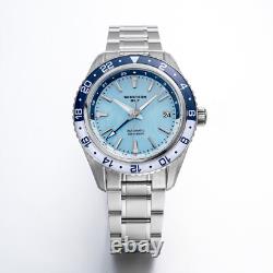 Seestern GMT S456. BW Sapphire Crystal Mechanical Mens NH34 Watch SEAGULL 1963