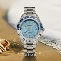 Seestern GMT S456. BW Sapphire Crystal Mechanical Mens NH34 Watch SEAGULL 1963