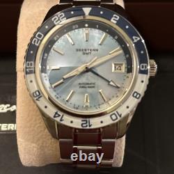 Seestern GMT S456. BW Teal Blue MOP Automatic Mens NH34 Watch SEAGULL 1963