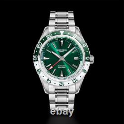 Seestern GMT S456. GL Sapphire Crystal Mechanical Mens NH34 Watch SEAGULL 1963