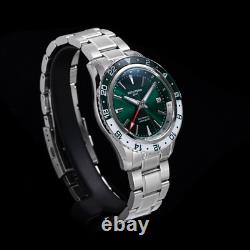 Seestern GMT S456. GL Sapphire Crystal Mechanical Mens NH34 Watch SEAGULL 1963