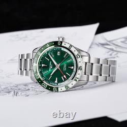 Seestern GMT S456. GL Sapphire Crystal Mechanical Mens NH34 Watch SEAGULL 1963