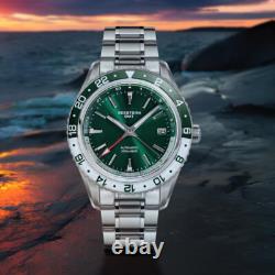 Seestern GMT S456. GL Sapphire Crystal Mechanical Mens NH34 Watch SEAGULL 1963