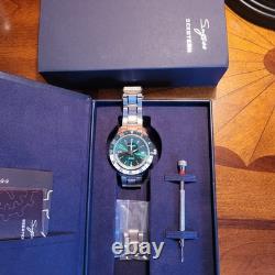 Seestern S456 GMT Automatic Burst Green Dial with Dual Color Sapphire Bezel