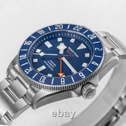Seestern S462 GMT Automatic 200m Diver Blue Dial 24-Hour Bezel Watch Box Papers